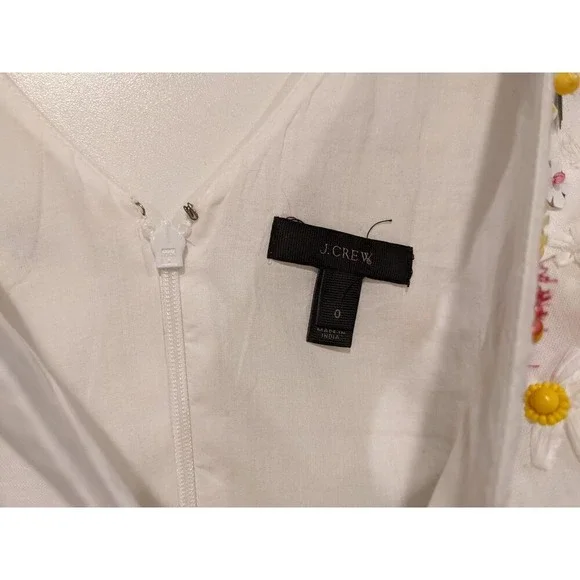 J. Crew Beaded Embroidered White Peplum Top Tank Linen Preppy Old Money Spring - Picture 5 of 6